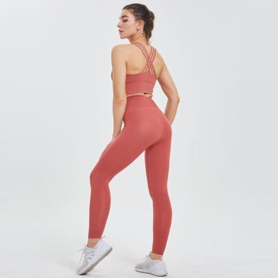 China Wholesale Antibacterial Fitness Yoga Set High Quality Nylon Yoga Wear Slim High Compression Fitness Set for sale