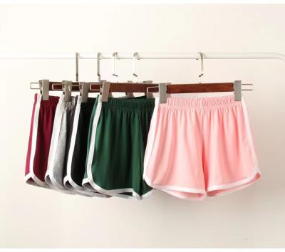 China Summer Running Girls Yoga Shorts Solid Color Casual Elastic Waistband Women's Breathable Gym Shorts for sale