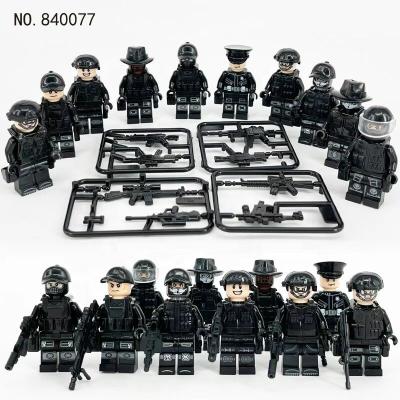 China Building Toy 10pcs Team City Police Guns Armed Assault Army Military Soldiers With Weapons Blocks Toys 84077 for sale