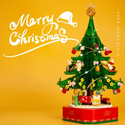 China 601097 Building Toy Lights Music Christmas Tree Bricks Tree View Rotating Creative Decorations Building Block Children's Toys As Christmas Gifts for sale