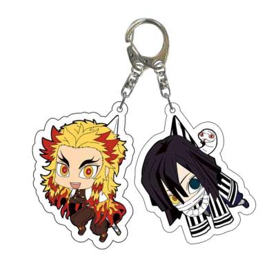 China New Arrival Popular Demon Slayer Zenitsu Nezuko Tanjirou Anime Plastic Key Chain Laser Cut Printed Anime Plastic Acrylic Key Chain Clean for sale