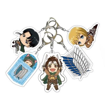 China Attack On Titan Hot Anime Little Girl Student Gifts New Comic Key Chain Plastic Laser Cut Printed Anime Plastic Acrylic Key Chain Clean for sale