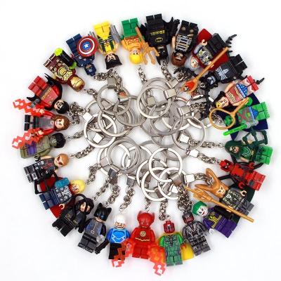 China Toy Wholesale Metal Key Chain Ring Mini Action Number Key Chain Super Hero Loki Building Toy With Building Block Toys for sale