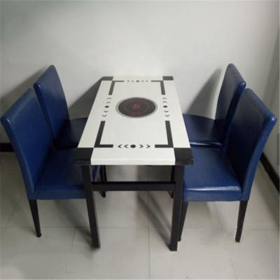 China DINING TABLE Restaurant Tables With Grill , Restaurant Hot Pot Table Marble Top for sale