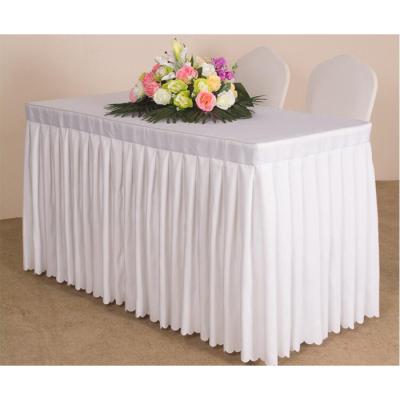 China Oilproof Skirt Design Rental Rectangular Wedding Tablecloth For Event for sale