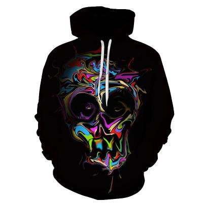 China Anti-pilling 2022 spring and autumn European and American men's new digital color 3D skull fashion printing hooded sweater for sale