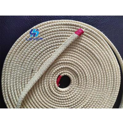 China 12*4mm Kevlar Rope Heat Resistant Customized Braided Rope Used On Glass Tempering Plant Quenching Section for sale