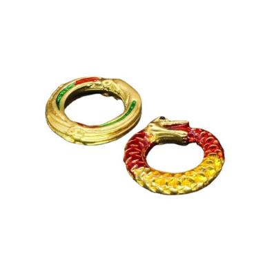 China 13mm Gold Zinc Alloy Sand Matte Drip Oil DIY Jewelry Electroplating Accessories Enamel Ancient Hanfu Dragon and Phoenix Ring for sale