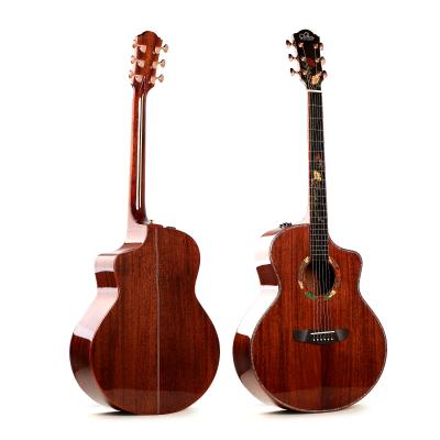 China Acoustic Guitar Sevillana Acoustic Guitar Back A+ Class Solid Body Rosewood Mahogany Colored Mahogany Inlay Lean-cut Conch Acoustic Guitar for sale