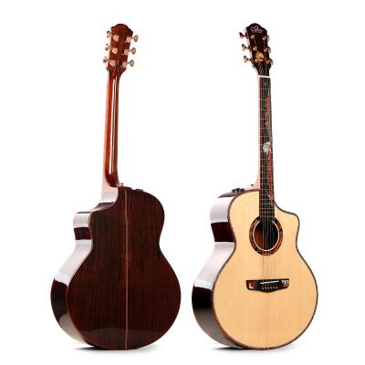 China Sevillana Acoustic Guitar Back AA Class Fir Solid Body Rosewood Mahogany Colored Conch Inlay Lean-cut Acoustic Guitar with EQ for sale