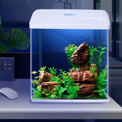 China Viable Silent Type Led Light Lamp Glassfish Tank Small Mini Aquarium Equipment Fish Bowl for sale