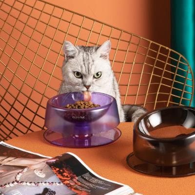 China PC Viable Colorful Science Rotating Adjustable Food Ramp Raised Cat Protection Pet Bowl for sale