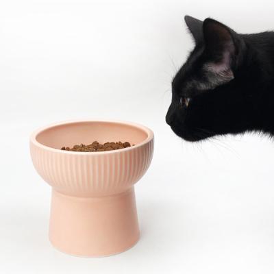 China Arrivels New Sustainable Sublimation High Feeding Modern Pet High Bowls Cat Ceramic Water High Bowl for sale