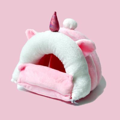 China Breathable Warmers Unicorn Cotton Soft Nest Bed Chinchilla Hedgehog Hamster Guinea Pig Winter Pink for sale