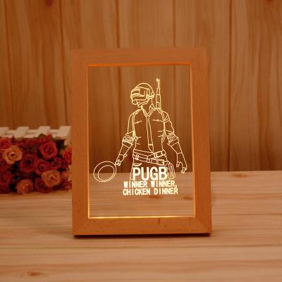 China Modern Home Decor Wooden Photo Frame 3D Acrylic Led Night Light For Kids for sale