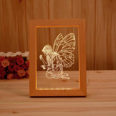 China Modern hot sale led real wood photo frame lamp led photo frame light for sale