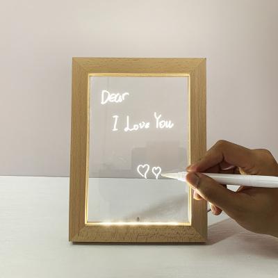 China Wooden DIY Models LED Wooden Photo Frames 3D Night Light Christmas Custom Designs Wedding Home Wooden Picture Acrylic Photo Frame for sale