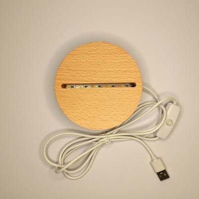 China Wholesale Modern Wood Led Night Light Base 3d Wooden Led Lamp Base For 3D Illusion Night Light for sale