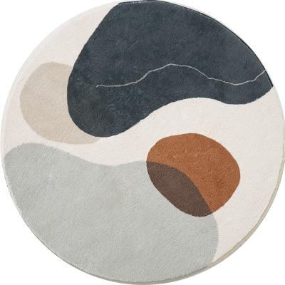 China Wind machine-made round nordic rug central ins bedroom polyester rug modern simple round rug for sale