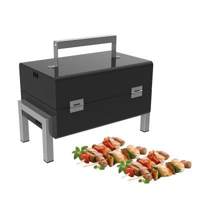 China Foldable Outdoor BBQ Portable Home BBQ Box Iron Charcoal Iron Charcoal Barbecue Black Single Oven for sale