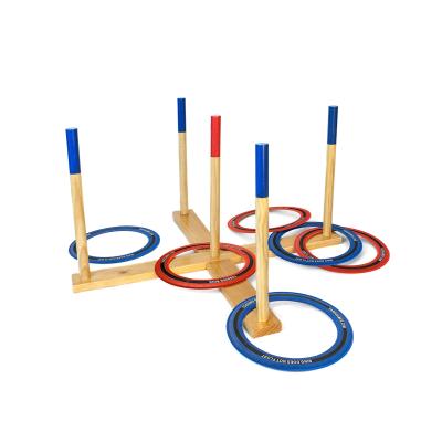 China OEM Wooden Ring Toss Game Set Outdoor Wooden With Bag Lawn Backyard Carry Fun Games Include 20 Rings for sale