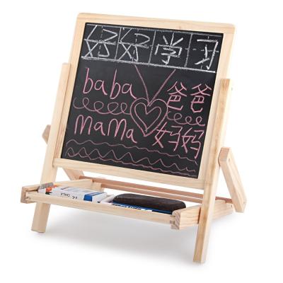 China OEM Wooden Wooden Easel For Kids Dual Side 2-in-1 Floor Standing High Stability Folding Well-polished Kids Writing Drawing Board for sale