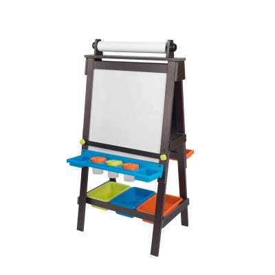 China OEM Wooden Wooden Easel For Kids Dual Side 2-in-1 Floor Standing High Stability Folding Well-polished Kids Writing Drawing Board for sale