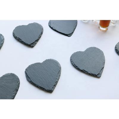 China Sustainable Nature Slate Stone Cup Coaster With Heart Shape for sale