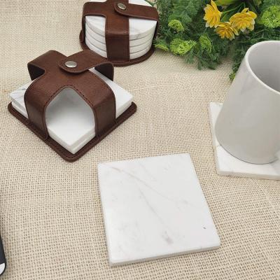 China Ceative Eco-friendly 100% Natural White Marble Wholesale Turkish White Coasters Sustainable Design for sale