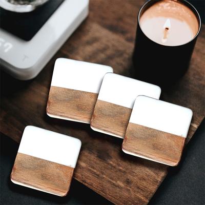 China Marble Wood and Wooden 14cm Rustic Tea Drink Coasters Custom Home Decoration Viable Table for sale