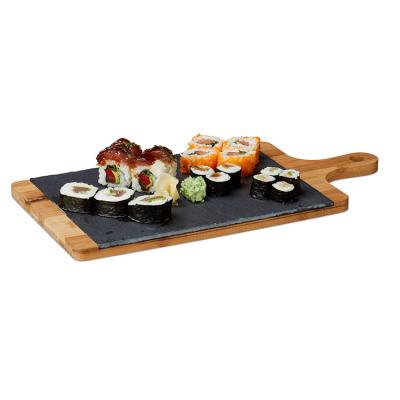 China Wholesale Wooden Slate Wooden Cheese Board Sustainable Slate Black Dish for sale