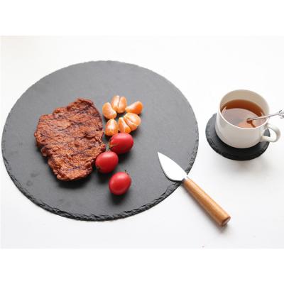 China Sustainable Fashion Slate Stone Round Pizza Dish With Knife for sale