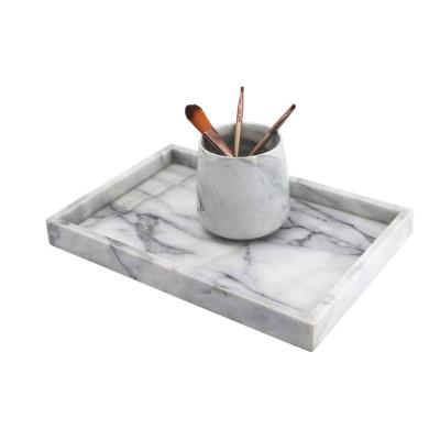 China For Stone Market White And Green Natural Marble Jewelry Rectangle Home Serving Trays for sale