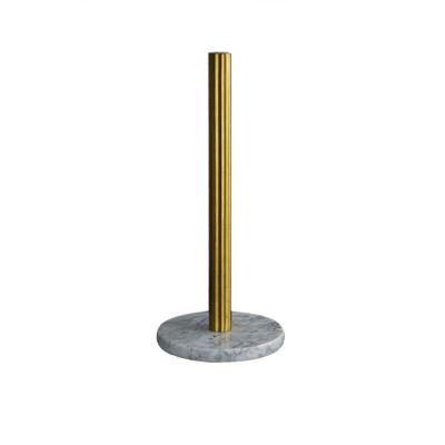 China Home Marble Paper Towel Holders Copper Plated Standing Kitchen Paper Towel Holder With Marble Base for sale