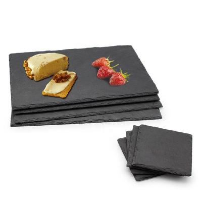 China Wholesale Best Quality Sustainable Food Serving Tray Slate Cheese Board With Knife for sale