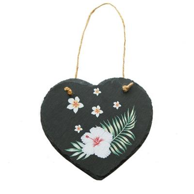 China art & Collectible Handmade Natural Slate Heart Chalkboard Hanging Tags (12x12cm) for sale