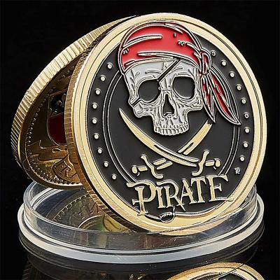 China Custom Metal Pirate Coin China Enamel Gold Treasure European Pirate Coins Pirate Coins for sale