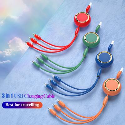 China High Quality MP3/MP4 Player Chip 3 In 1 Retractable USB Cable 6A Micro USB Charging Type 2A Max C Super Charging Fast Charging For iPhone for sale