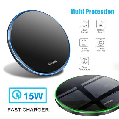 China Mobile Phone Pad 15W QI Fast Charging Wireless Charger For iPhone 14 13 Pro 12 11 Fast Charging Wireless Charging Pad For Samsung S21 S20 S10 for sale