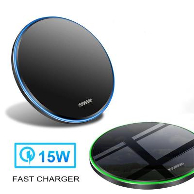 China Cell Phone Mirror Black 15W Wireless Charger LED Light QI Fast Charging Wireless Charging Pad For iPhone 11 12 13 14 Xiaomi mi9 pro for sale