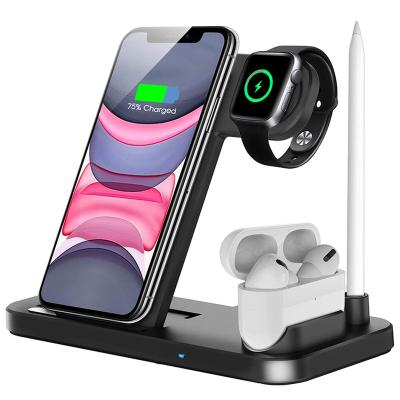 China Mobile Phone 4 in 1 Fast Charging Wireless Charger Stand for iWatch Earbuds 18W Fast Charging Dock Station for iPhone Samsung Xiaomi for sale