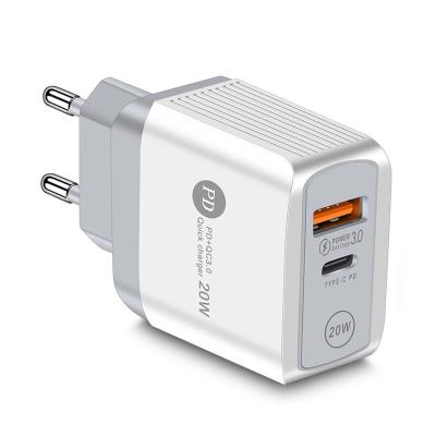 China Fast Charging Type C 20W Palladium Charger Adapter QC3.0 Charger Adapter Dual C Fast Charging EU R-U Mobile Phone USB Good Quality for sale