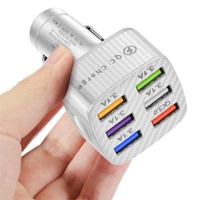 China 75W QC3.0 USB Car Charger Mobile Phone 6 Ports Car Fast Charging Charger For iPhone 13 12 Samsung Xiaomi for sale