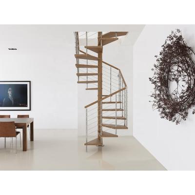 China Easy install by high quality screws accept customization steel and wood material spiral shape staircase for sale