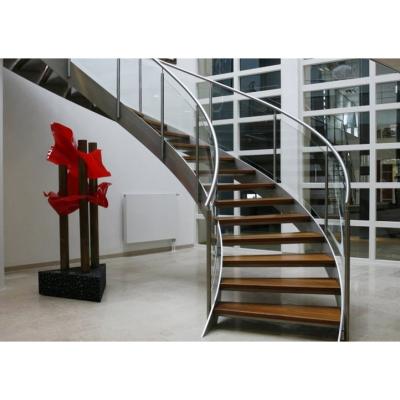 China Easy Install By Steel Screws And Wood Material Customized Size Easy Install Curved Shape Staircase for sale