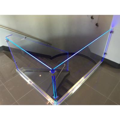 China Fantastic Customized Design Frame Less Tempered Glass Balcony Railing With Aluminum U Channel Glass Railing System With LED Light for sale