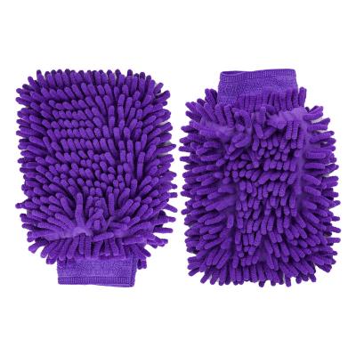 China Soft Chenille Two-sided Car Microfiber Power Car Wash Glove Car Hand Towel Super Dirt-removal Cleaning Glove for sale