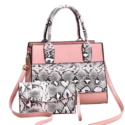 China 2PCS Lady Snakeskin Shoulder Bag Wallet Set PythonSkin Luxury Handbag Snake Square Messenger Bag for sale