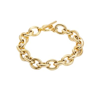 China Environmental Friendly Chunky Stainless Steel Women Large Oval Gold And Link Bracelet Cuban Link Bracelets for sale