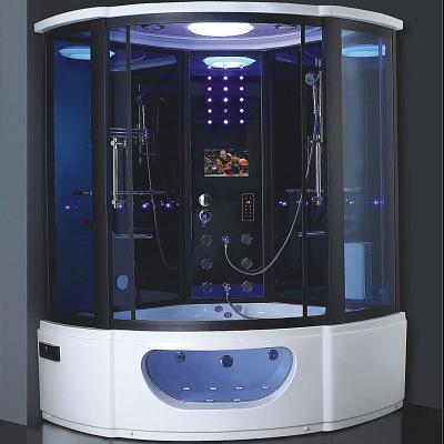 China Luxury Indoor Computer Control Panel Tempered Glass Shower Sauna Steam Room With Bath for sale